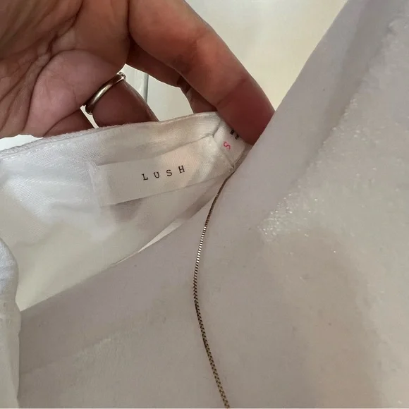 LUSH midi ruffle off white dress size S - Picture 11 of 14